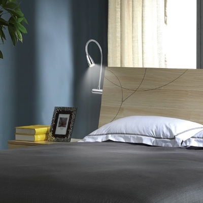 1W Aluminum IRON Flexible Snake LED Headboard Wooden Bed Side Reading Lamp for Room Hotel